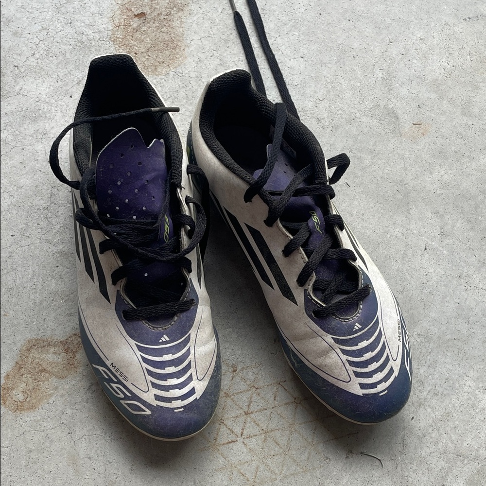 Messi White and Purple Soccer Cleats